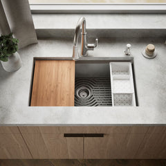 Kitchen Sink Workstation, Task, Single Bowl, Top-Mount or Undermount, Stainless Steel