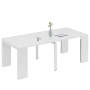 Extendable Dining Table, Seats 8, Gloss White Manufactured Wood