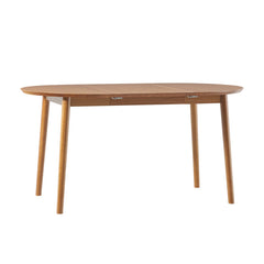 Extendable Dining Table, Solid Pine Wood, Oval, Removable Leaf, Caramel