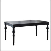 Dining Table, Solid Rubberwood, Seats 6, Black, Turned Legs