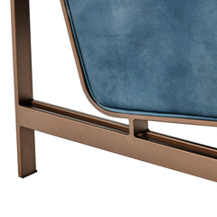 Top-Grain Leather Armchair with Brass Metal Legs