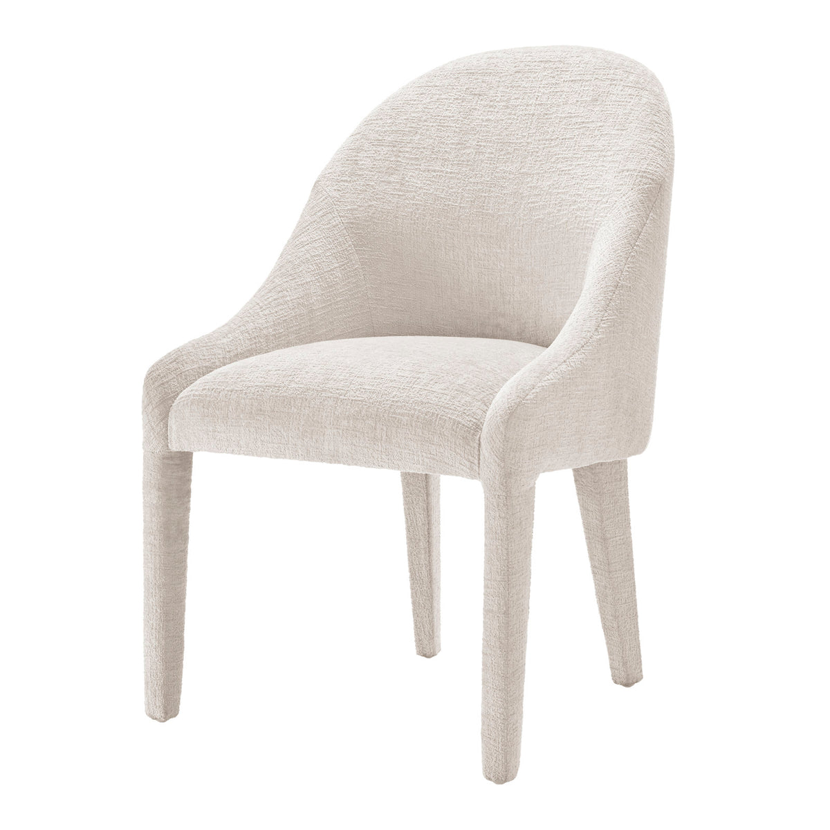 Side Chair, Fabric Upholstered, Solid Wood Legs, Beige