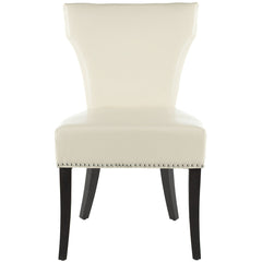 Parsons Chairs, Set of 2, Cream Upholstered, Rustic Black Solid Wood Legs