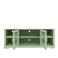 Sideboard, Manufactured Wood, 70 Inch Wide, Glass Lattice Doors, Green