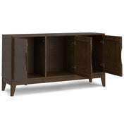 Sideboard Buffet, 3 Doors, Brown Wood Top, Angled Legs