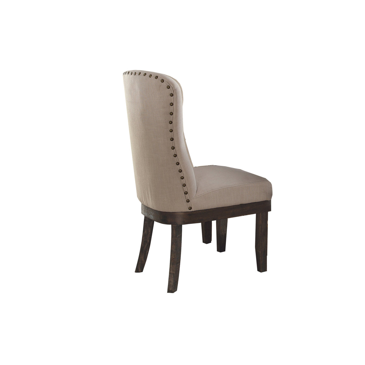 Wingback Side Chairs, Set of 2, Linen Upholstery, Salvage Brown Legs