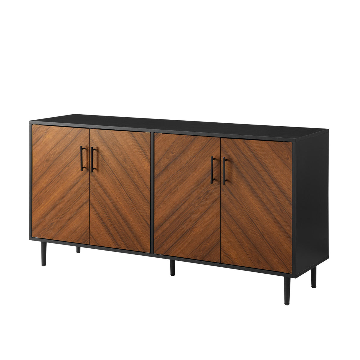 Sideboard, Manufactured Wood and Steel, 58 Inch, Acorn and Black