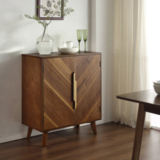 Sideboard, MDF Doors, Push-to-Open, Metal Accents, Walnut