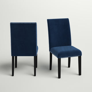 Dining Chairs, Set of 2, Blue Velvet, Espresso Black Wood Legs