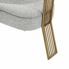 Side Chair, Art Deco Style, Gray Upholstery, Gold Stainless Steel Base