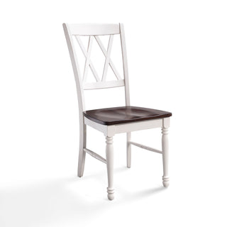 Side Chairs, Set of 2, Solid and Manufactured Wood, Distressed White