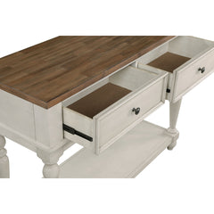 Sideboard, Solid Wood, 2 Drawers, Open Shelf, White and Brown