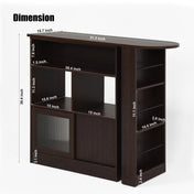 Bar Cabinet, Solid and Manufactured Wood, Rotating Tabletop, Walnut