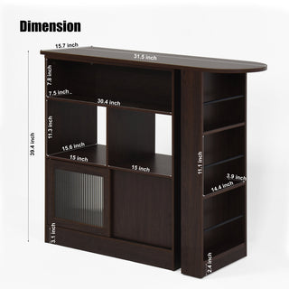 Bar Cabinet, Solid and Manufactured Wood, Rotating Tabletop, Walnut