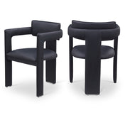 Dining Armchair, Black Vegan Leather, Iron Frame