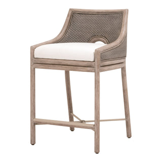 Counter Stool, Solid Mahogany Frame, Upholstered Seat, 26 Inch Seat Height