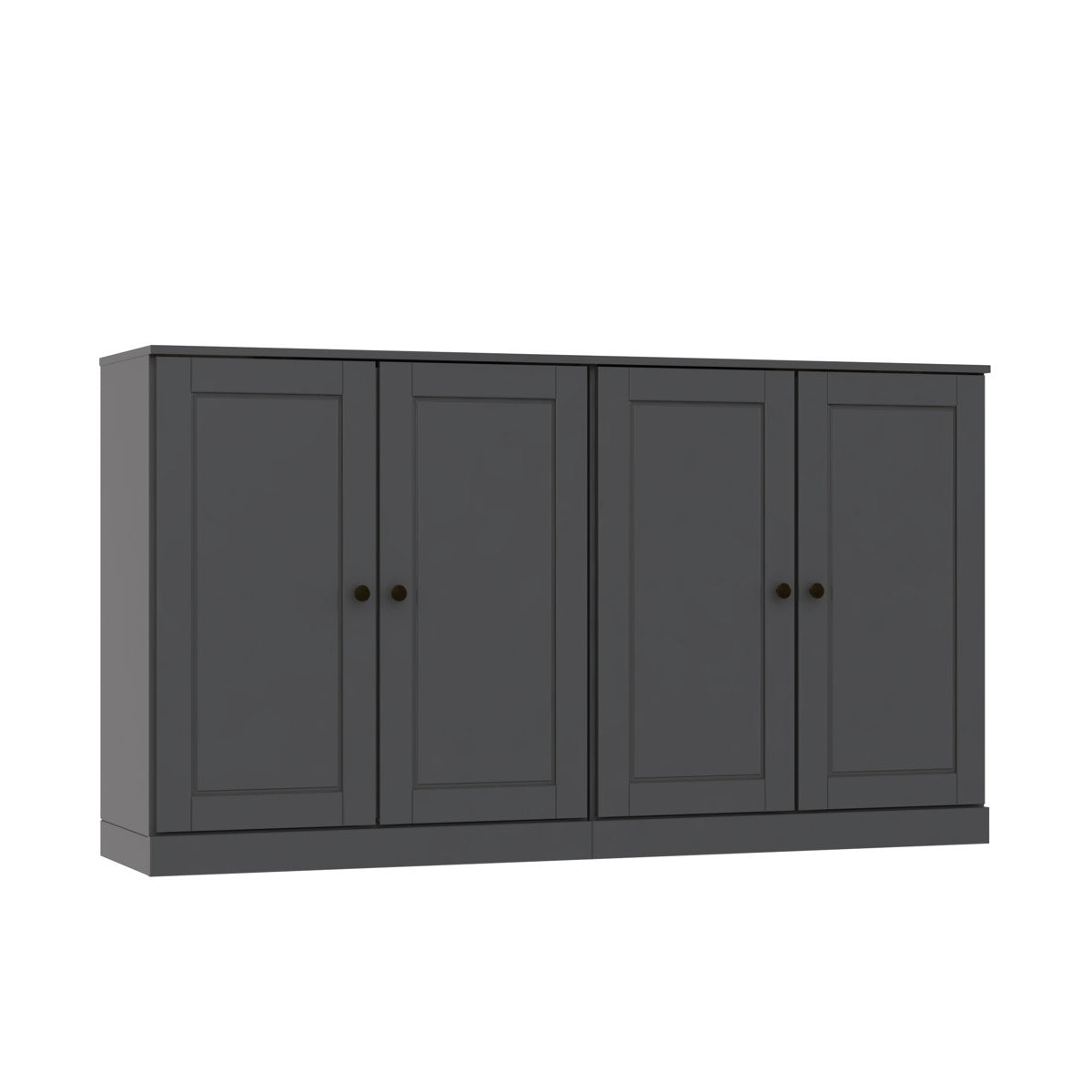 Sideboard, Set of 2 Units, Solid Pine Wood, 64 Inch Wide, Gray