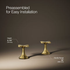 Bathroom Sink Faucet Handles, Occasion, Cross, Metal, Vibrant Brushed Moderne Brass
