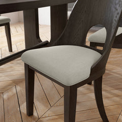 Side Chairs, Set of 2, Gray Polyester Upholstery, Gray Wood Legs