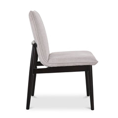 Parsons Dining Chairs, Set of 2, Beige Polyester Blend, Dark Brown Wood Legs
