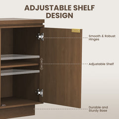 Sideboard Cabinet, 4 Doors, Manufactured Wood, 70 Inch W, Wood Grain Finish