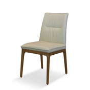 Side Chairs, Set of 2, Wheat Genuine Leather, Brown Wood Legs