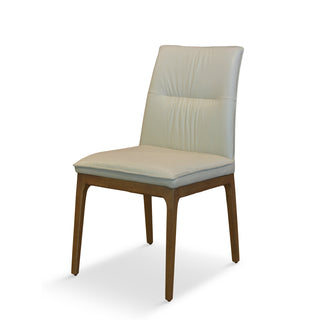 Side Chairs, Set of 2, Wheat Genuine Leather, Brown Wood Legs