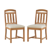 Side Chairs, Set of 2, Solid Beech Wood, Slat Back, Brown Finish