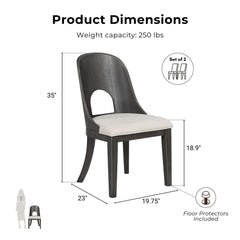 Side Chairs, Set of 2, Gray Polyester Upholstery, Gray Wood Legs