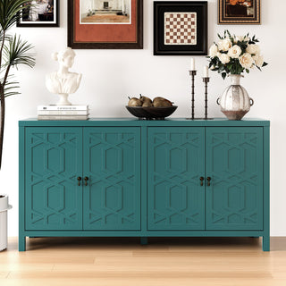 Sideboard Cabinet, Manufactured Wood, Soft-Close Doors, Solid Wood Legs