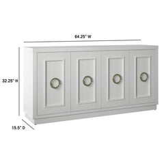 Sideboard, 4 Doors, Manufactured Wood, 64.25 In. Wide, White