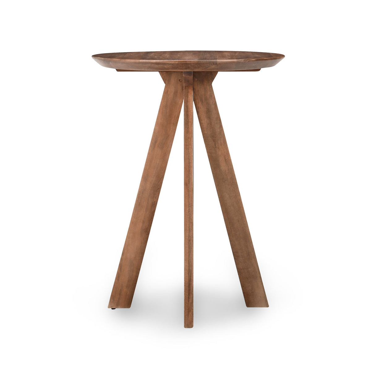 Round Bar Table, Solid Mango Wood, Four Legs, Seats 2, Brown
