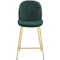 Counter Stool, Navy Velvet Upholstery, Gold Steel Frame