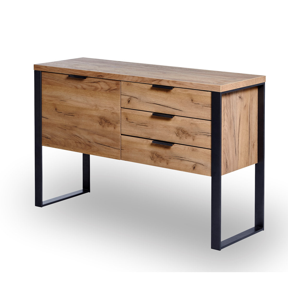 Sideboard, 3 Drawers and 1 Door, Manufactured Wood, Core Oak