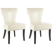 Parsons Chairs, Set of 2, Cream Upholstered, Rustic Black Solid Wood Legs