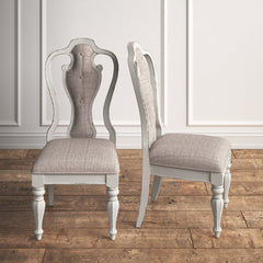 Side Chairs, Set of 2, Ivory Tweed Chenille, Solid Wood Legs