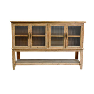 Farmhouse Sideboard Cabinet with Glass Door, Solid and Manufactured Wood