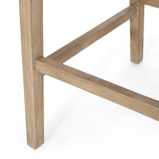 Bar Stools, Set of 2, Rubberwood Frame, Beige Polyester Seat, Brown Finish
