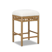 Counter Stool, Backless Boucle Upholstered Seat, Taupe Beige, Footrest