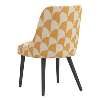 Parsons Chair, Cotton Upholstery, Stone Gold, Black Solid Wood Legs