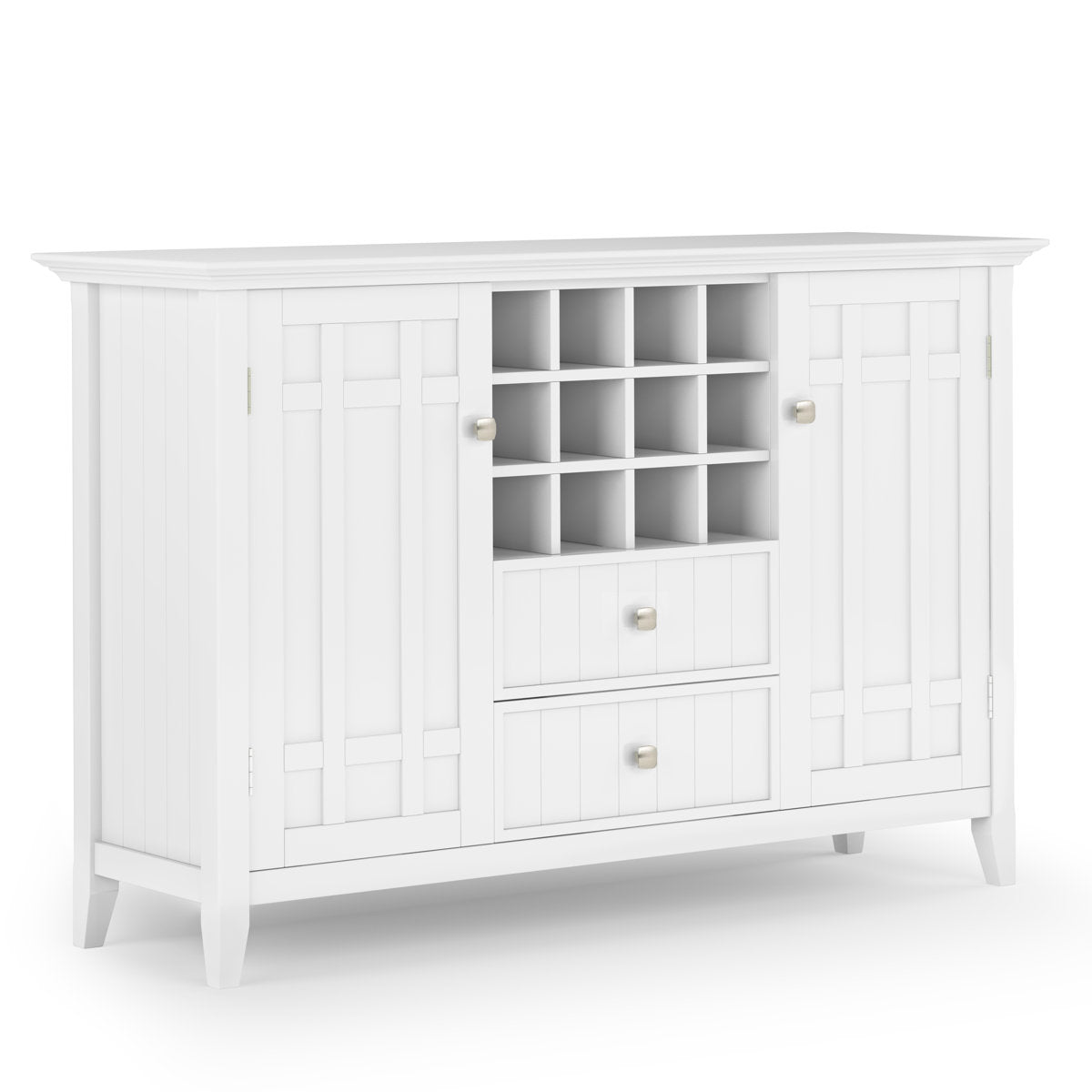 Sideboard, Wood, 54 Inch W, 12-Bottle Wine Rack, White