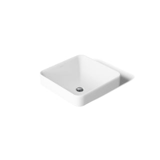 Vessel Bathroom Sink, Vox, Square, Vitreous China, White