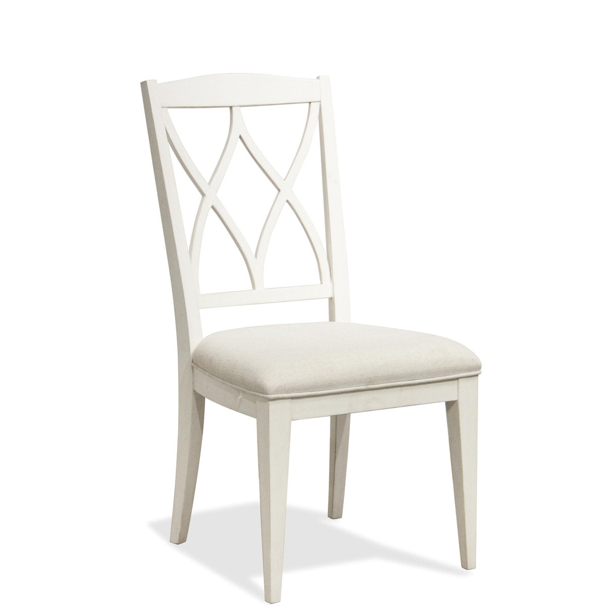 Side Chairs, Set of 2, White Solid Poplar Wood, Polyester Seat