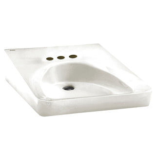 Wall Mount Bathroom Sink, Rectangular, Vitreous China, 20 Inch, White