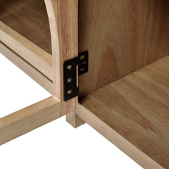 Rubberwood TV Stand with Arched Door Fronts and Open Shelves