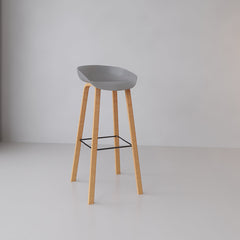 Bar Stools, Set of 4, Iron Frame, Plastic Seat, Dark Gray and Brown