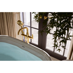 Floor-Mount Bath Filler Trim, Castia by Studio McGee, Handshower, Moderne Brass