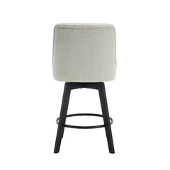 Swivel Bar Stools, Set of 2, Cotton-Linen Upholstery, Beech Wood Legs