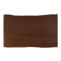 Dining Table, Rectangular Live Edge Acacia Wood, Walnut Top, Gold Steel Legs