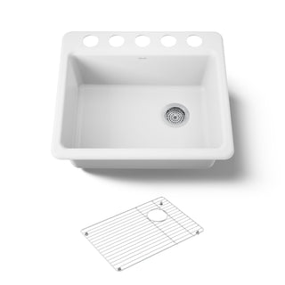Undermount Kitchen Sink, Riverby, Single Bowl, 25 x 22 In, Cast Iron, White